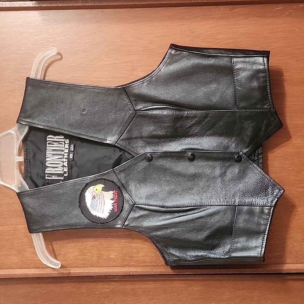 Frontier Leather Black XS Vest w/War Paint Patch